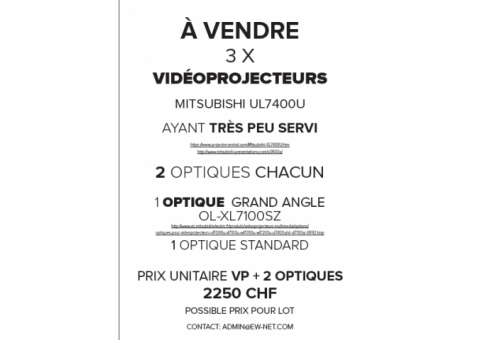 Vidéoprojecteurs/Beamers (Prix untitaire VP + 2 Optiques 2000 € POSSIBLE PRIX POUR LOT)