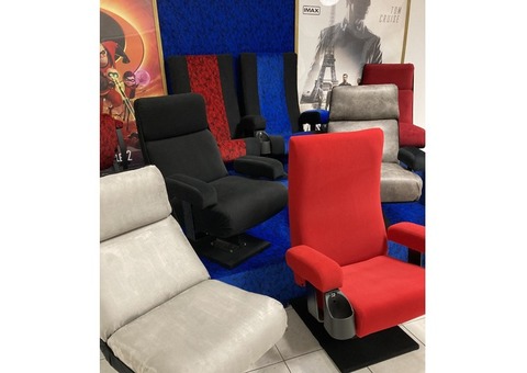 Authentiques fauteuils cinéma personnalisables rehoussés à neuf 80 coloris disponibles