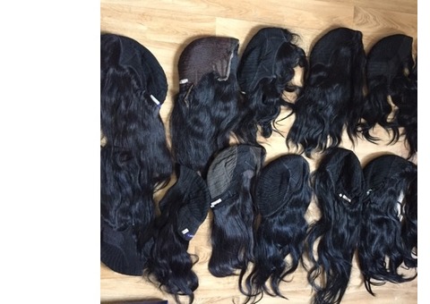 15 perruques naturelles cheveux longs noir
