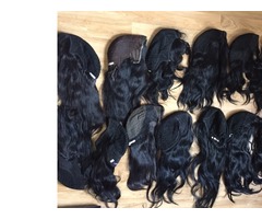 15 perruques naturelles cheveux longs noir