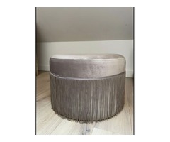 POUF en velours gris