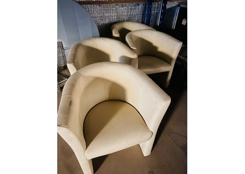 4 chauffeuses cuir ivoire