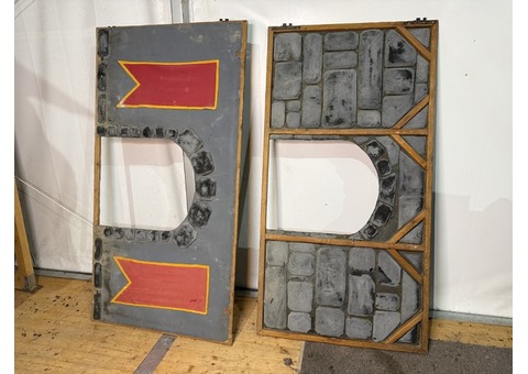 2 panneaux décor médiéval en bois 105 cm x 200 cm