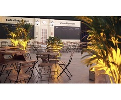 Décor façade de brasserie structure autoportante 8 m