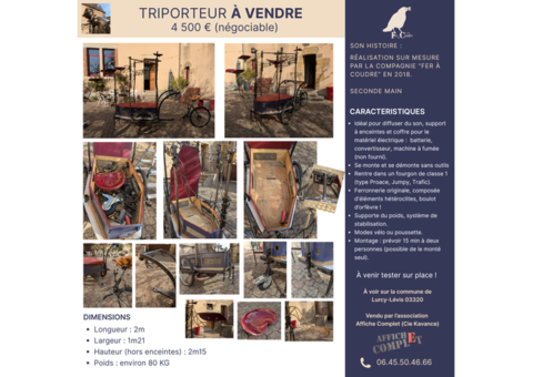 Triporteur Steampunk métal et bois Négociable