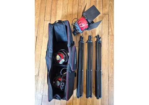 Kit de 3 lampes Mandarine avec 3 pieds sacoche transport